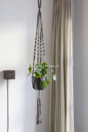 Plantenhanger macramé grijs en groen