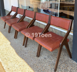 Vintage stoel leren bekleding (5x)