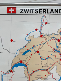 Vintage schoolkaart Zwitserland en Oostenrijk