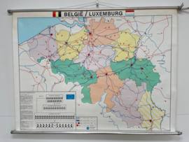 Vintage schoolkaart België en Luxemburg