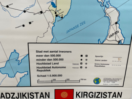 Vintage schoolkaart Rusland en omringende landen