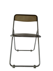 Vintage klapstoel chroom met rook-transparant kunststof