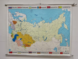 Vintage schoolkaart Rusland en omringende landen