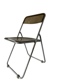 Vintage klapstoel chroom met rook-transparant kunststof