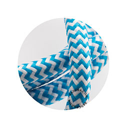 Textielsnoer blauw-wit zebra