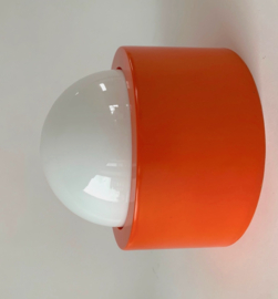 Vintage plafonnière oranje + glas