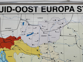 Vintage schoolkaart Zuid-Oost Europa Staatkundig