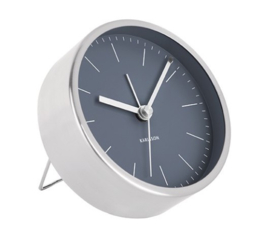 Alarm clock / wekker Minimal rvs-d.blauw