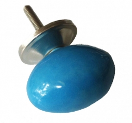 Knop ovaal blauw