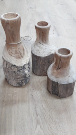 Flessen van hout /per set