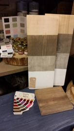 Taupe, grijs, wit voor kleuren van hout met wasvernis