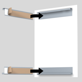 Dibond rail set 60cm (1x bovenrail  + 1x onderrail) max. 5 kg