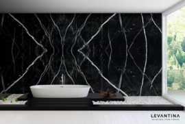 Maatwerk MARMER Nero Marquina glanzend gepolijst alleen in 2 cm dik 300x80 cm