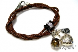 Gevlochten bruin leren wikkelarmband ( v.a. €18,95)