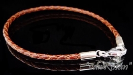 Cognac gevlochtem armband 2mm