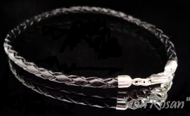 Gevlochten zwart leren armband ( 2mm)