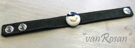 Echt leren armband voor glastops, zwart