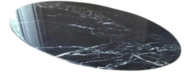 Tafelblad ovaal marmer Nero Marquina zwart afmeting 240x135cm