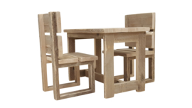Doe-Het-Zelf bouwpakket complete kinder set 1 tafel en 2 stoelen van steigerhout