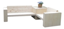 Doe-Het-Zelf bouwpakket Lounge hoekbank + hoektafel van nieuw of oud steigerhout