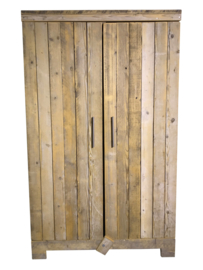 Kledingkast steigerhout met 6 schappen en 2 hang gedeeltes (KZ6)