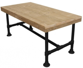 Doe-Het-Zelf bouwpakket tafel met zwarte steigerbuis van steigerhout