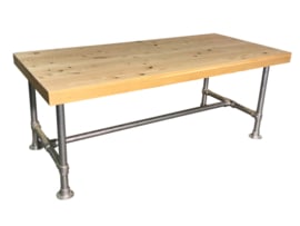 Doe-Het-Zelf bouwpakket tafel met steigerbuis van douglashout 160x80cm (voorraad magazijn artikel)