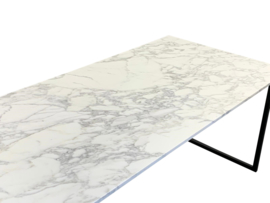 Tafelblad marmer Bianco Carrara wit 180x100cm gezoet