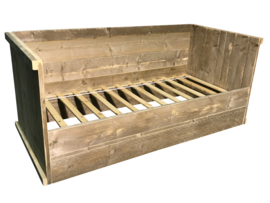 Bed bedbank van steigerhout zwart L200xB90cm (voorraad magazijn artikel)