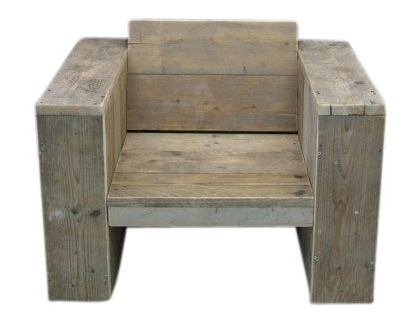Loungestoel steigerhout massief oud hout