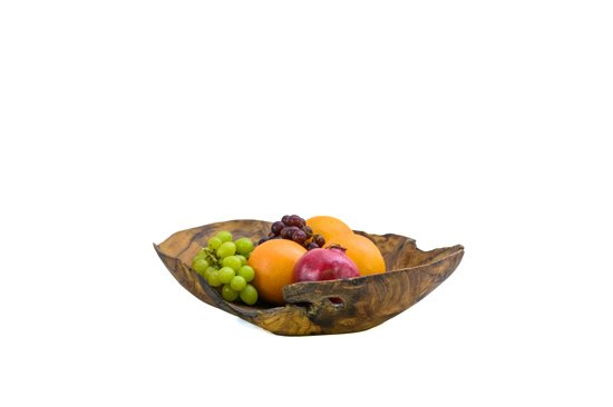 Houten Fruit / schaal - Teak Hout 40 cm - Fijne / Natuurlijke - Handmade | Houten accessoires | JORG`S Meubelen