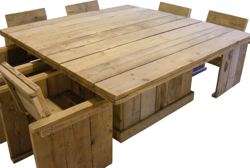 Tafel van steigerhout vierkant model