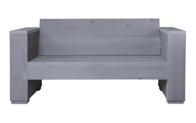 Loungebank steigerhout massief 2- zits kleur beton grijs
