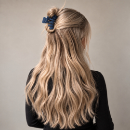 Wave Haarklem - Donkerblauw - 6,7 cm – Half Opgestoken Haar