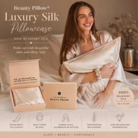 Beauty Pillow - Luxury - Silk Pillowcase – Champagne - 100 % Mulberry zijde - 60x70