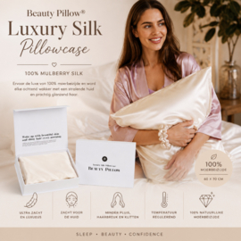 Beauty Pillow - Luxury - Silk Pillowcase – Pearl - 100 % Mulberry zijde - 60x70