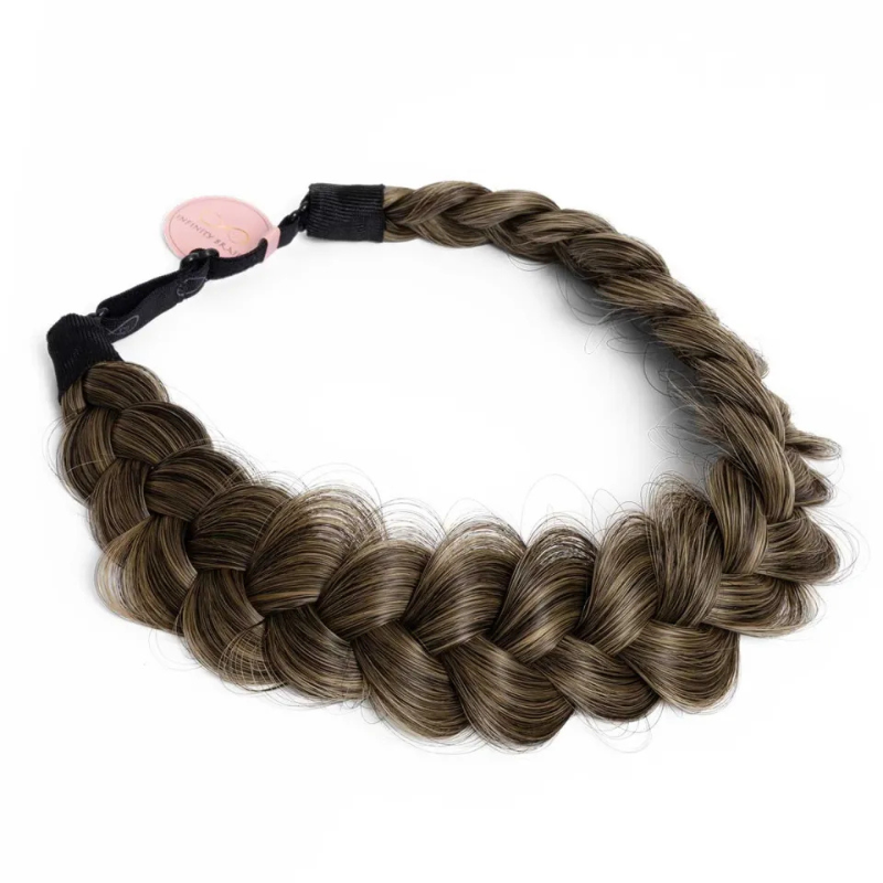 Infinity Braid Viènne - Atomic Punch - Messy Braid - Asbruin met blonde Highlights