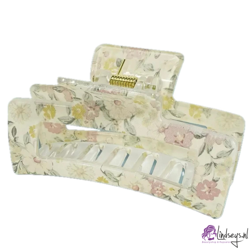 Vintage - Cream Petals Bloemen - Haarklem - Rechthoek - 8 cm - 1 st