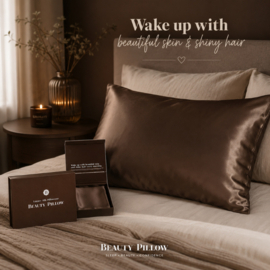 Beauty Pillow - Luxury Silk Pillowcase - Brown - 100 % Mulberry zijde - 60 x 70