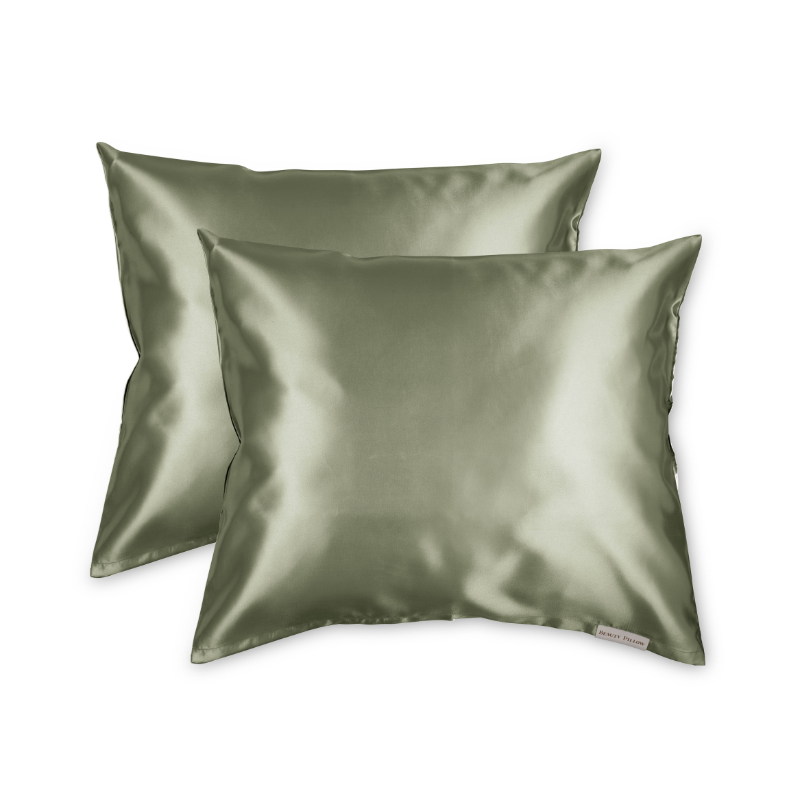 Beauty Pillow - Satijnen Kussensloop - Olive Green- 60x70