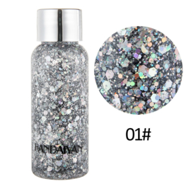 Glitter Gel - 01  - Zilver - Voor Haar en Huid