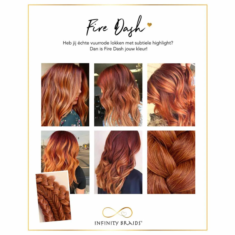Infinity Braid Viènne Fire Dash - Messy Braid - Koper met Subtiele Highlights