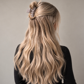 Wave Haarklem - Grijs - 6,7 cm –  Half Opgestoken Haar