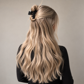 Wave Haarklem - Zwart -  6,7 cm – Zwart - Half Opgestoken Haar