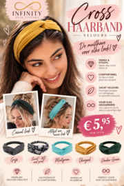 Cross Haarband - Zwart - Wit met print