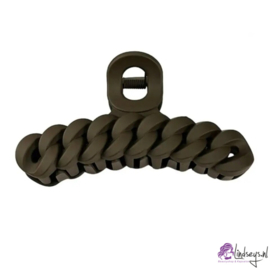 Matte Bruine Haarklem - Uniek Twist Patroon - 10.5 cm - 1 st