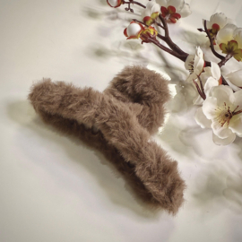 Haarklem - Fluffy Donkerbruin – 12 cm
