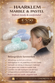 White Pearl - Haarklem – 8,3 cm x 4,5 cm -1 st