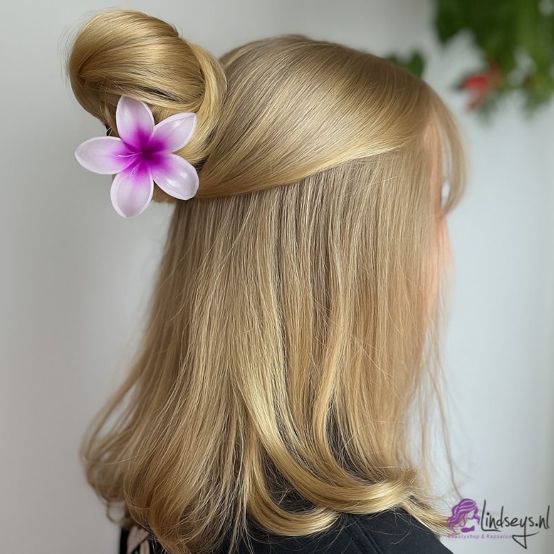 Frangipani Bloem Haarklem – Wit met Felroze Hart – 4 en 8 cm - 1 st