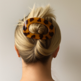 Platte Haarklem – Karamel Luipaardprint - 1 st